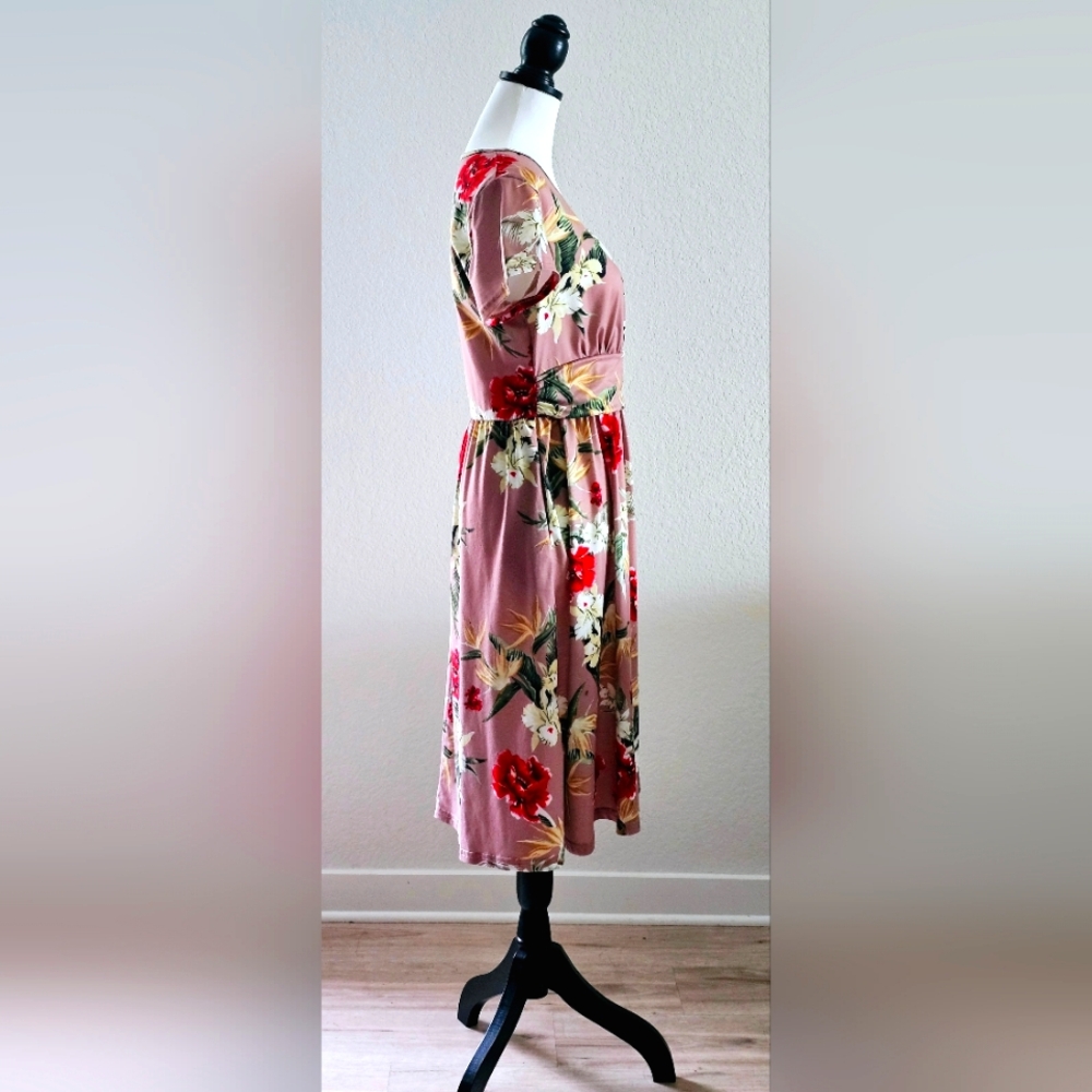 Ouges Floral Wrap-Look, Pink/Red/Green/White Dres… - image 3